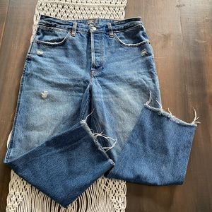 Abercrombie & Fitch Distressed Ankle Jeans in Deep Blue